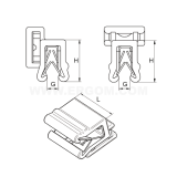 Dimension drawing — Edge holder cable ties, EKR type