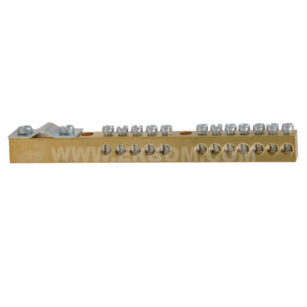 Brass protective ground terminals, MZO 12x4/35 type, mounted directly to the base