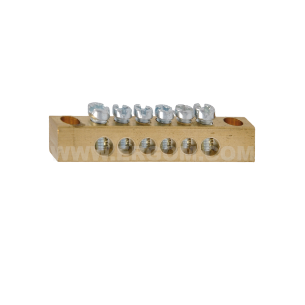 Brass protective ground terminals, MZO 4x4/2x10 type, mounted directly to the base