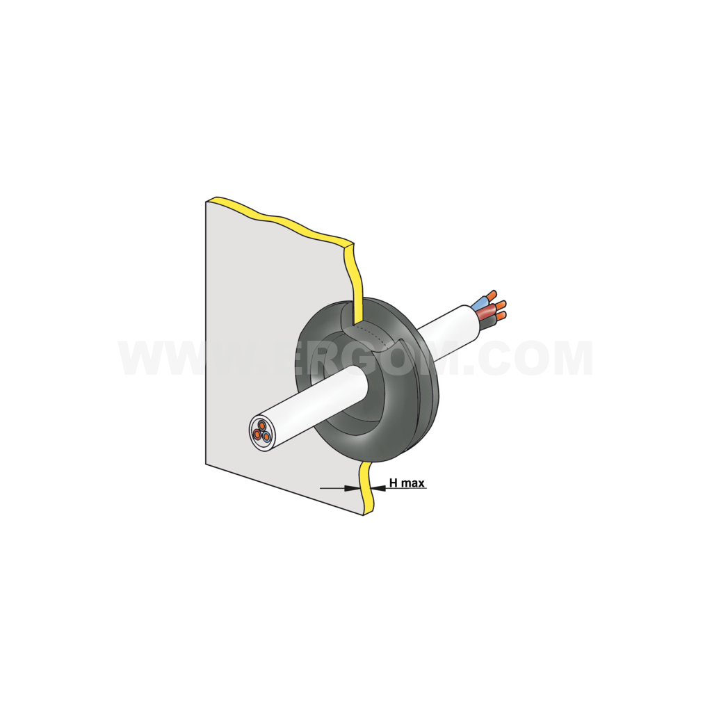 Flexible grommet with baffle, PP type